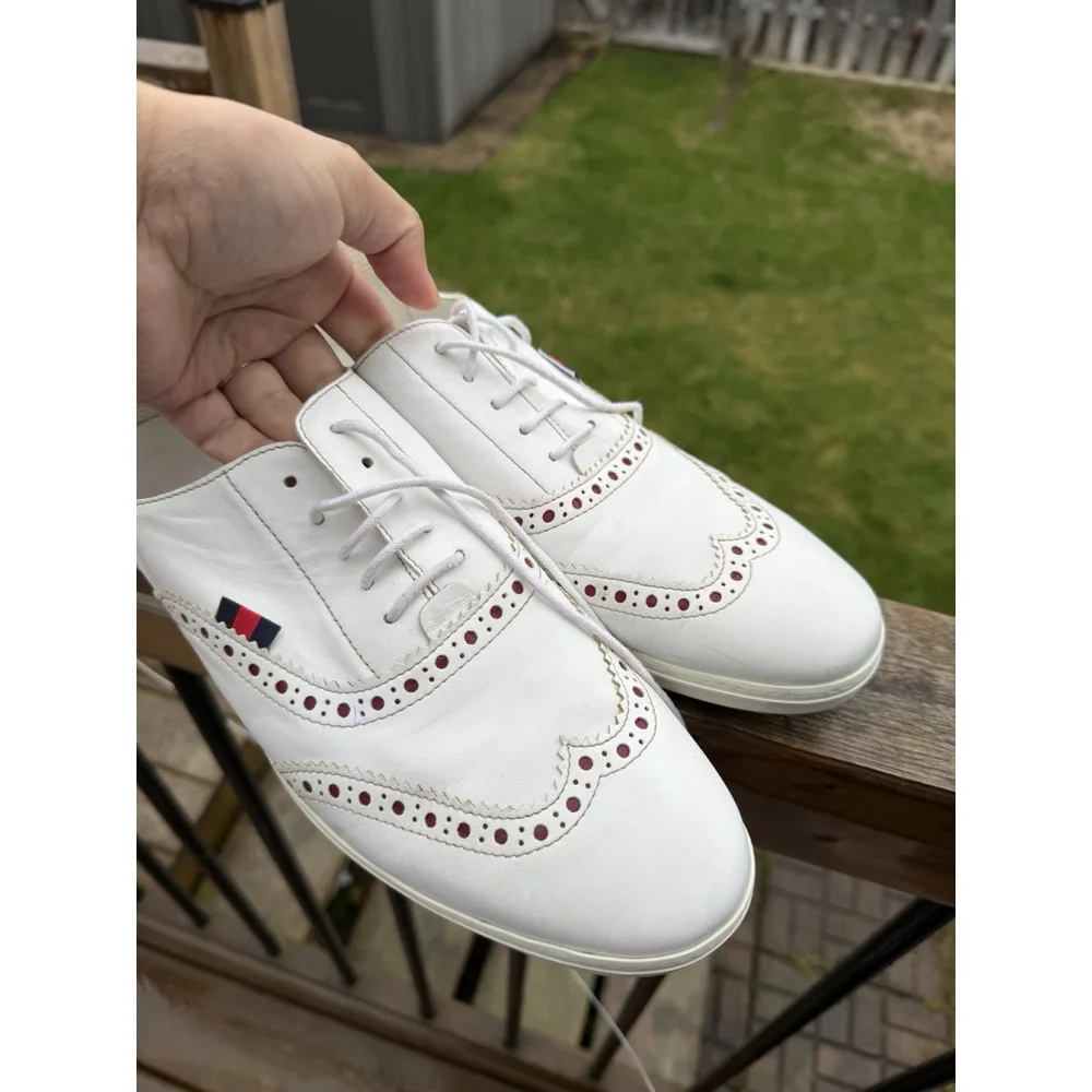 Gucci Men's White Leather Lace-up Sneakers Shoes Pre Owned US 9 1/2 - Picture 11 of 16